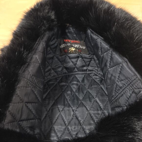 Golden Swallow Sz L Black Rabbit Fur Hunting Hat Vtg Trapper Hunters